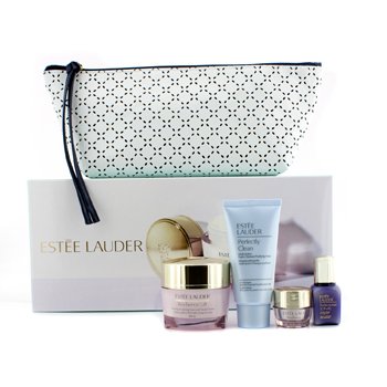 Estee Lauder Your Complete System: Resilience Face & Neck Cream 50ml + Perfectionist Serum 15ml + Eye Cream 5ml + Perfectly Clean 50ml + Bag 4pcs+1bag