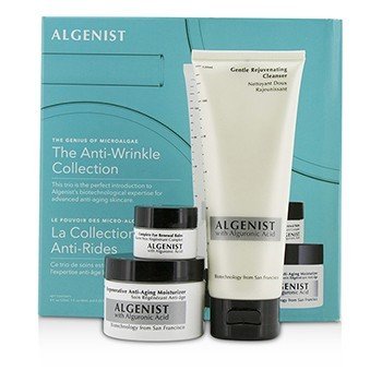 Algenist The Anti-Wrinkle Collection:Gentle Rejuvenating Cleanser+Regenerative Anti-Aging Moisturizer+Eye Balm (Box Slightly Damaged) 3pcs