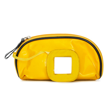 Yellow Cosmetic Bag with Mirror #A