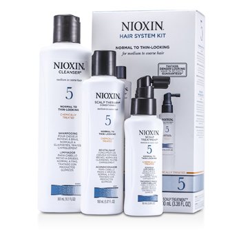 Nioxin Система 5 Набор для Жестких, Нормальных и Тонких Волос: Очищающее Средство 300мл + Уход за Кожей Головы 150мл + Уход за Кожей Головы 100мл 3pcs
