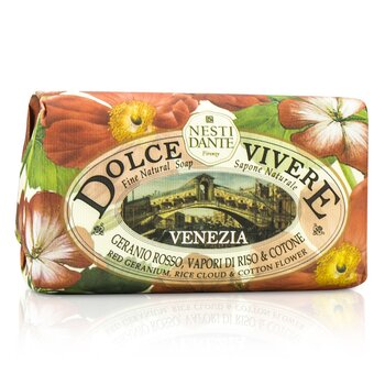 Nesti Dante Dolce Vivere hieno luonnonsaippua - Venezia - punainen geranium, riisipilvi ja puuvillakukka 250g/8.8oz