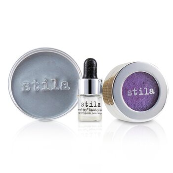 Magnificent Metals Foil Finish Eye Shadow With Mini Stay All Day Liquid Eye Primer - # Metallic Violet (2pcs) 