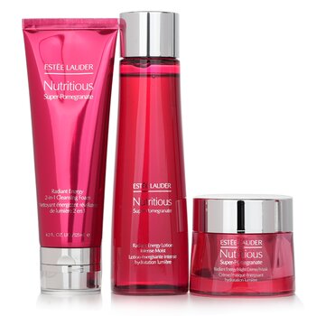 Estee Lauder - Nutritious Super-Pomegranate Overnight Radiance Collection: Cleansing Foam 125ml+Lotion Intense Moist 200ml+Night Creme 50ml Image 1