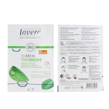 Lavera - Sheet Mask - Purifying (With Natural Salicylic Acid & Organic Mint) Image 2