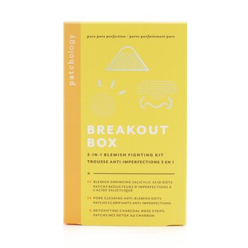 Breakout Box 3-IN-1 Blemish Fighting Kit: Blemish Shrinking Dots, Ant-Blemish Dots, Charcoal Nose Strips, Storage Sachets For Dots (3pcs) 