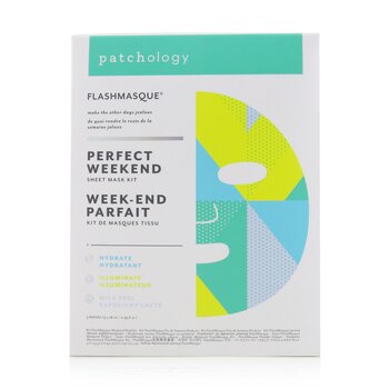 FlashMasque 5 Minute Sheet Mask - Perfect Weekend Sheet Mask Kit: (Hydrate, Illuminate, Milk Peel) (3pcs) 