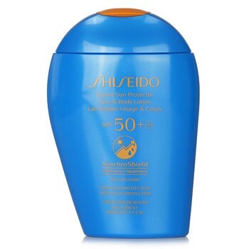 Shiseido Protetor Solar Expert SPF 50+Loção para o rosto e corpo UVA (torna invisível, proteção muito alta, muito resistente à água)  150ml/5.07oz