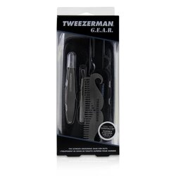 Tweezerman 微之魅 G.E.A.R.旅行工具組合:迷你斜口眉夾+迷你淨膚美容棒+鬍鬚梳+摺疊眉梳+工具包