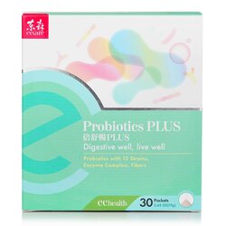 EcKare Probiotics PLUS - Digestive Well - Probiotics with 15 Strains, Enzyme Complex, Fibers 30 packets