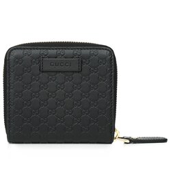 グッチ Gucci 449395 Micro GG Guccissima Leather Small Bifold Wallet Black  Fixed Size