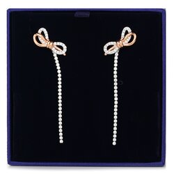 Swarovski Lifelong Bow Pierced Earrings White, Mixed metal finish offers