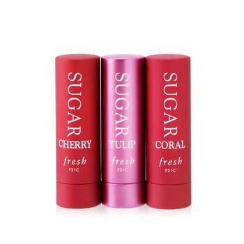 Blushing Lip Beauties Set: 3x Mini Sugar Lip Treatment SPF 15 2.2g (#Tulip + #Coral + #Cherry) (3x2.2g/0.07oz) 