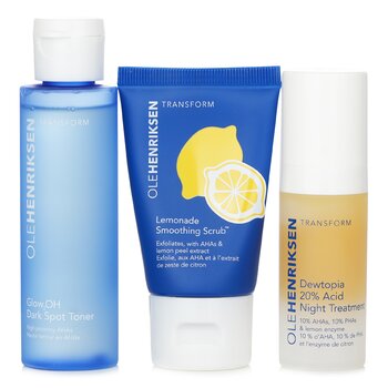 Ole Henriksen - Acids Done Bright Set: Lemonade Smoothing Scrub 30g + Glow2OH Dark Spot Toner 65ml + Dewtopia 20% Acid Night Treatment 15ml Image 1