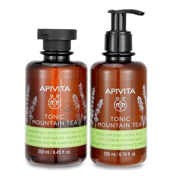 Apivita - Uplift Your Mood Toning & Revitalization Set: Tonic Mountain Tea Shower Gel 250ml+ Tonic Mountain Tea Body Milk Image 1