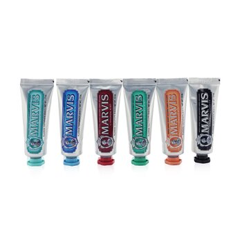 Flavour Collection: (Amarelli Licorice + Classic Strong Mint + Cinnamon Mint + Ginger Mint Toothpaste + Aquatic Mint Toothpaste + Anise Mint Toothpaste) Travel-Sized Toothpastes (6x 25ml/1.3oz) 