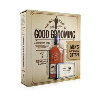 18.21 Man Made - Book of Good Grooming Gift Set Volume 2: Absolute Mahogany (Wash 532ml  + Grit Bar 198g ) Image 1