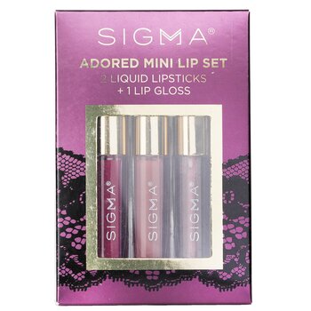 Sigma Beauty Adored Mini Lip Set (2x Liquid Lipstick + 1x Lip Gloss) 3pcs