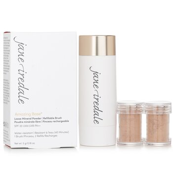 Jane Iredale - Amazing Base Loose Mineral Powder SPF 20 Refillable Brush (1x Brush, 2x Refills) - Riviera Image 1