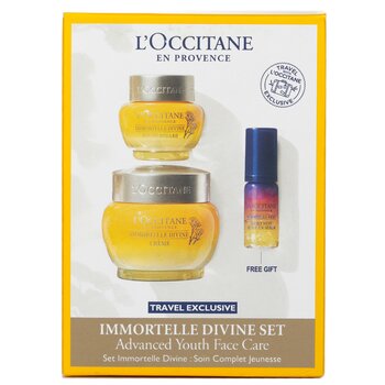L'Occitane Immortelle Divine Set: Cream 50ml + Eye Balm 15ml + Overnight Reset Oil-In-Serum 5ml 3pcs