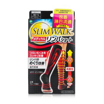 슬림워크 SlimWalk 압박 의료 림프 오픈토 양말, 숏타입, 블랙, 사이즈: M-L 1pair