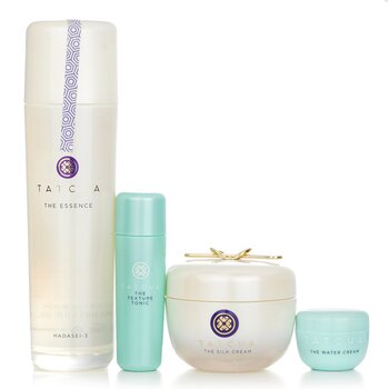 Tatcha - Essence Bundle: The Essence Plumping Skin Softener 150ml + The Silk Cream 50ml + Water Cream 5ml + Texture Tonic 25ml Image 1