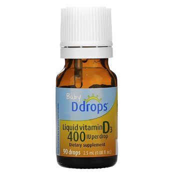 Baby DDrops 嬰幼兒維生素D3滴劑400IU  - 90滴 (2.5ml)  2.5ml