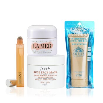 La Mer - La Mer Moisturizing Cream 30ml + Anessa Sunscreen Gel SPF50 90g + Fresh Rose Face Mask 100ml + Clinique Eye Serum 15m  - 4pcs