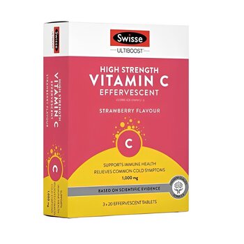 Swisse Vitamin C Effervescent Strawberry Flavor - 60 Tablets 60pcs/box