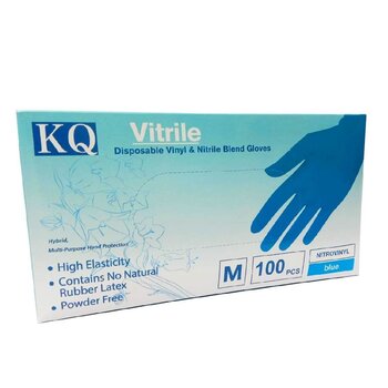 KQ KQ - Vitrile Disposable Vinyl & Nitrile Blend Gloves -blue (M) M