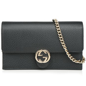 Gucci signature flap wallet on shops chain WOC Crossbody GG