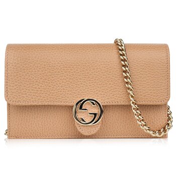 グッチ Gucci Icon GG Interlocking Wallet On Chain Light CamelCrossbody Bag 615523 Light Camel