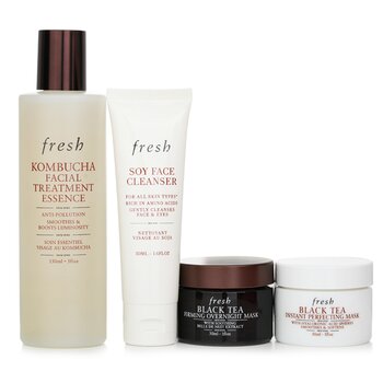 Fresh - Black Tea Set: Soy Face Cleanser+Kombucha F.T. Essence+Instant Perfecting Mask+Firming Overnight Mask Image 1