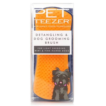 Pet Teezer Detangling & Dog Grooming Brush (For Light Shedding, Wiry & Fine Haired Dogs) - # Navy / Orange (1pcs) 