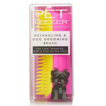 Detangling & Dog Grooming Brush (For Light Shedding, Wiry & Fine Haired Dogs) - # Pink / Yellow (1pcs) 