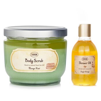 Body Scrub - Mango Kiwi & Shower Oil - Ginger Orange (2pcs) 