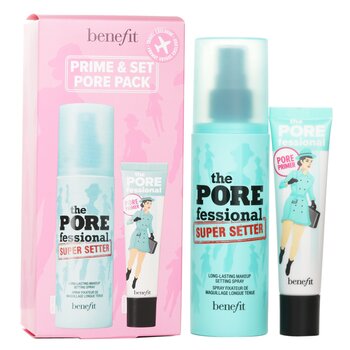 Prime & Set Pore Pack: The Porefessional Smoothing Face Primer + Super Setter Long Lasting Makeup Setting Spray (2pcs) 