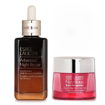 Estee Lauder Nutritious Super-Pomegranate Radiant Energy Night Creme/Mask + ANR Synchronized Multi-Recover (Standard Edition) (2pcs) 