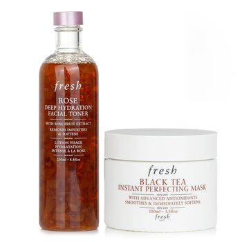 Fresh Black Tea Instant Perfecting Mask + Rose Deep Hydration Facial Toner (2pcs) 