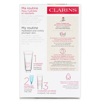 Clarins - Perfect Hydration Body Set: Super Hydrating Body Balm 200ml+Youthful Hand Cream 30ml+Hydra Essentiel Reparing Lip Balm 3ml Image 2
