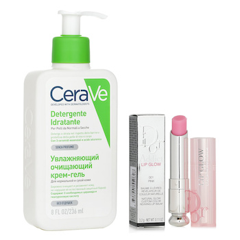 Christian Dior - Christian Dior Dior Addict Lip Glow Reviving Lip Balm - #001 Pink (With box from Seasonal Set) 3.2g X CeraVe Hydrating Cleanser For Normal to Dry Skin (With Pump) 236ml Image 1
