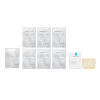 La Roche Posay - La Roche Posay Lipikar Surgras Cleansing Bar(Random Packaging) 150g X Natural Beauty r-PGA Deep Hydration Moisturizing Cushion Mask (Exp Date: 01/2026) 6x 20ml Image 1