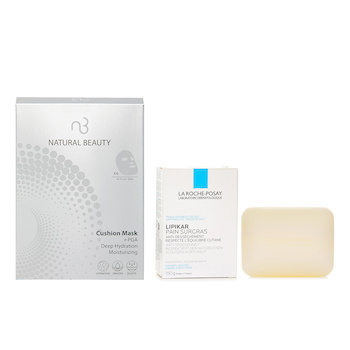 La Roche Posay Lipikar Surgras Cleansing Bar(Random Packaging) 150g X Natural Beauty r-PGA Deep Hydration Moisturizing Cushion Mask (Exp Date: 01/2026) 6x 20ml (2pcs) 
