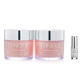 Clinique - Clinique Moisture Surge 100H Auto-Replenishing Hydrator (Jumbo Size) Duo Pack 2x200ml X Natural Beauty Hydrating Radiant Eye Concentrate (Exp Date: 02/2026) 15ml Image 1