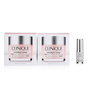 Clinique - Clinique Moisture Surge 100H Auto-Replenishing Hydrator (Jumbo Size) Duo Pack 2x200ml X Natural Beauty Hydrating Radiant Eye Concentrate (Exp Date: 02/2026) 15ml Image 2