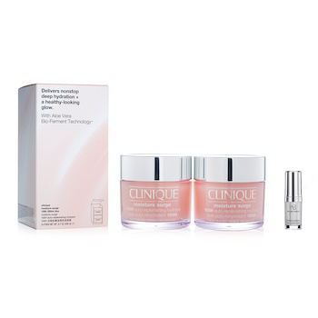 Clinique Moisture Surge 100H Auto-Replenishing Hydrator (Jumbo Size) Duo Pack 2x200ml X Natural Beauty Hydrating Radiant Eye Concentrate (Exp Date: 02/2026) 15ml (2pcs) 