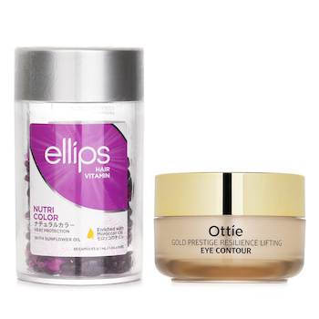Ellips Hair Vitamin Oil -  Nutri Color 50capsules x1ml X Ottie Gold Prestige Resilience Lifting Eye Contour 30ml (2pcs) 