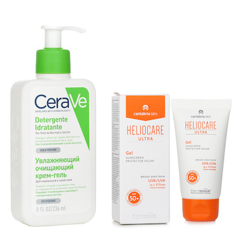 Heliocare by Cantabria Labs - Heliocare by Cantabria Labs Heliocare Ultra 90 Gel SPF50 50ml X CeraVe Hydrating Cleanser For Normal to Dry Skin (With Pump) 236ml Image 1