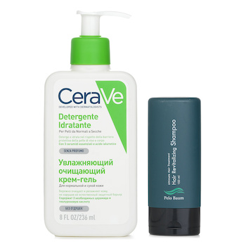 Pelo Baum Hair Revitalizing Shampoo 150ml X CeraVe Hydrating Cleanser For Normal to Dry Skin (With Pump) 236ml (2pcs) 