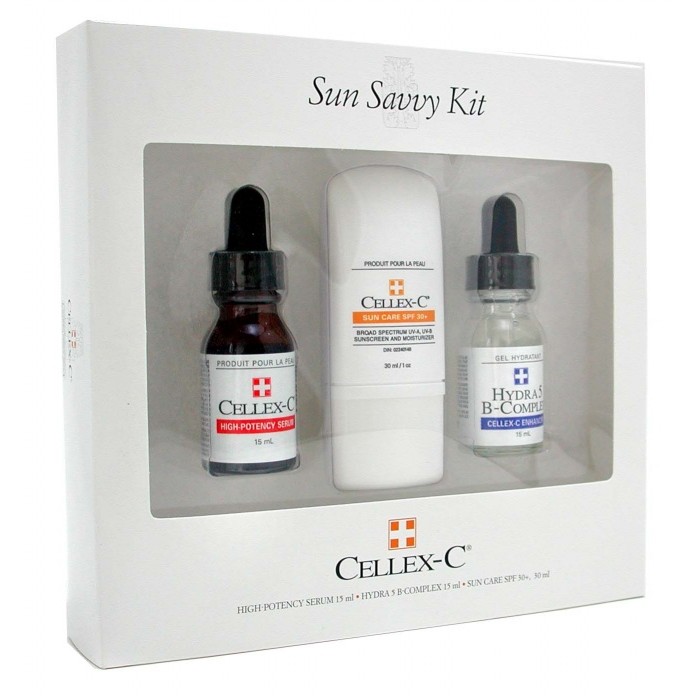 Cellex-C Sun Savvy Kit:High Potency seerum 15 ml+Hydra 5 B-Complex 15 ml+Sun Care SPF30+ 3pcsProduct Thumbnail