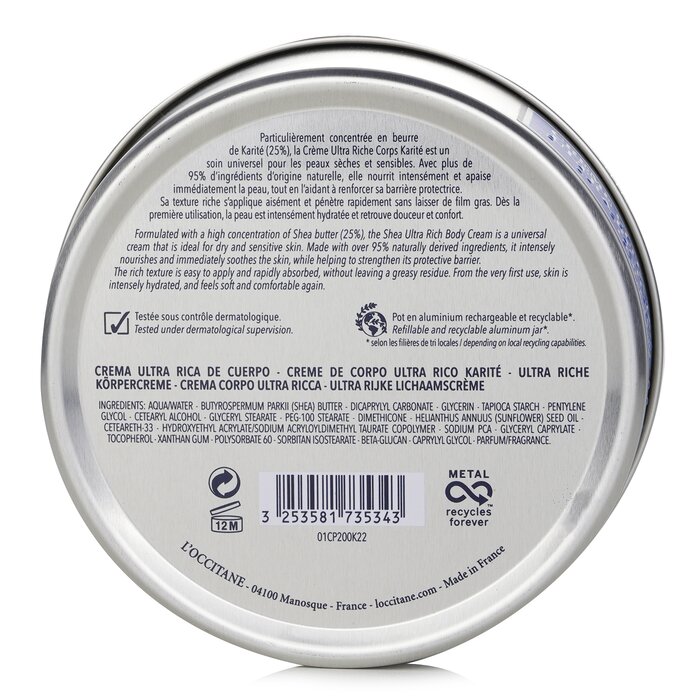 L'Occitane Shea Butter Ultra Rica Crema Corporal  200ml/7ozProduct Thumbnail